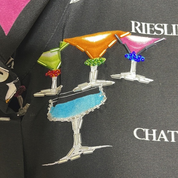 Nicole Taylor Wine Mom 90s Beaded Silk Blouse - Picture 6 of 10